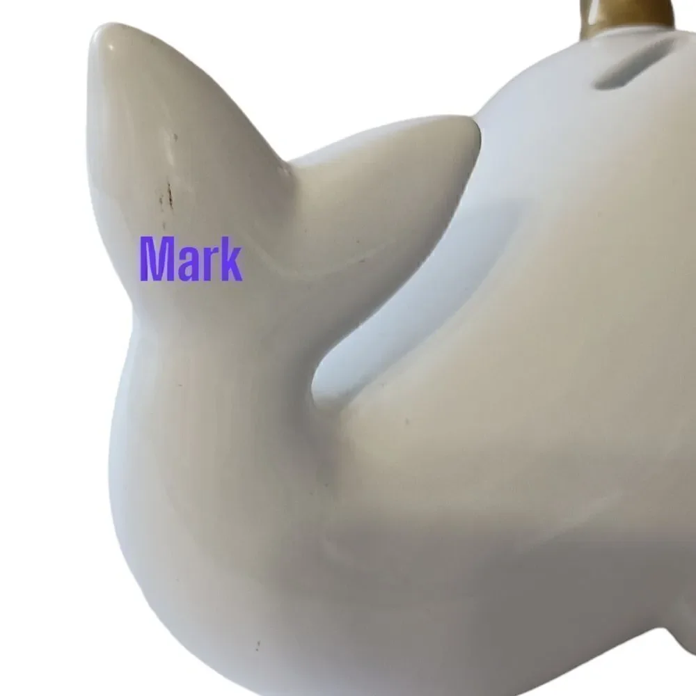 Target‎ Narwhal Bank Ceramic White Pillowfort Piggy Coin Figurine Coastal Beach.